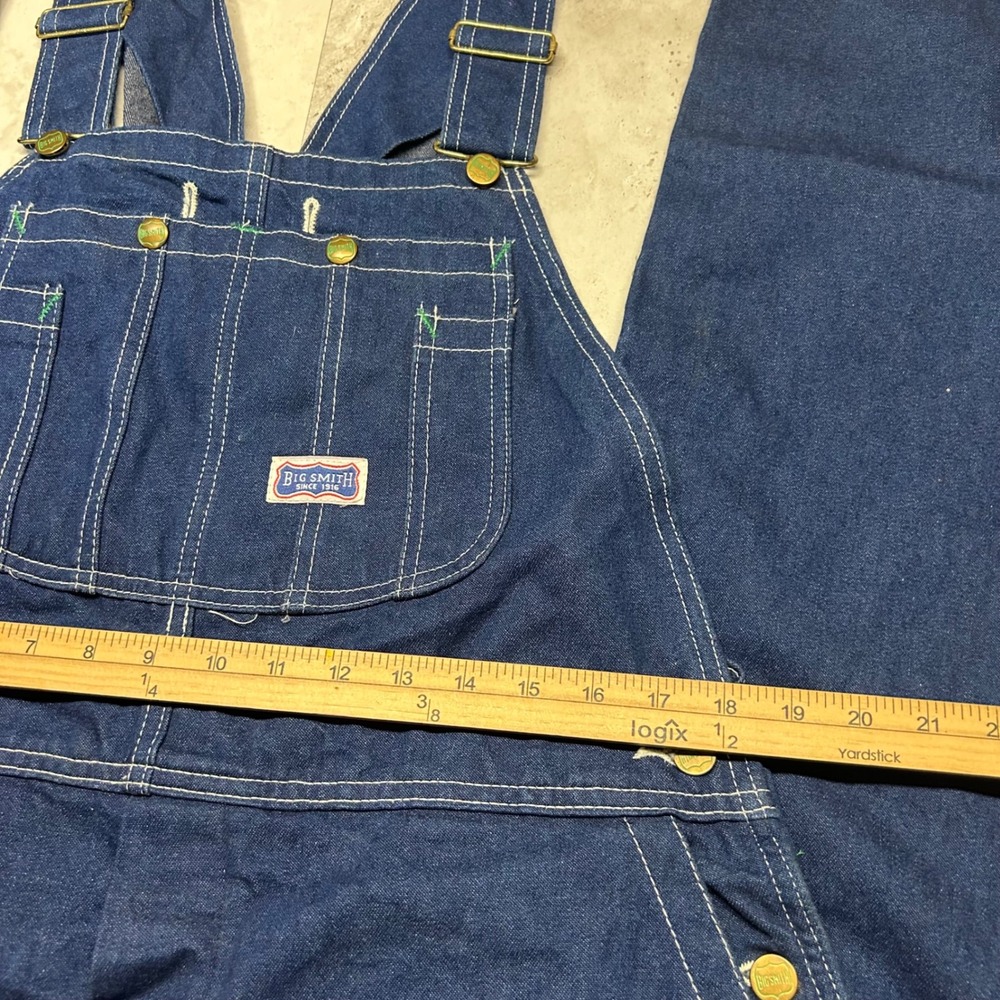Big Smith Denim Bib Overalls Dark Wash Mens 40x34 Workwear Cotton B94009 DB - Picture 4 of 7